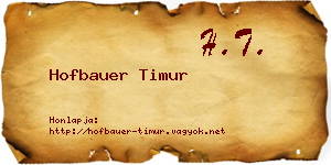 Hofbauer Timur névjegykártya